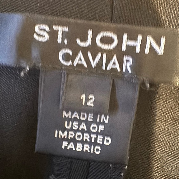 St. John Caviar Black Wide Leg Trouser Career Pants Size 12 - Picture 9 of 12